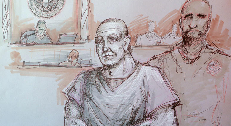 In this courtroom sketch, Cesar Sayoc, left, appears in federal court, Monday, Oct. 29, 2018, in Miami. In this courtroom sketch, Cesar Sayoc, left, appears in federal court, Monday, Oct. 29, 2018, in Miami.