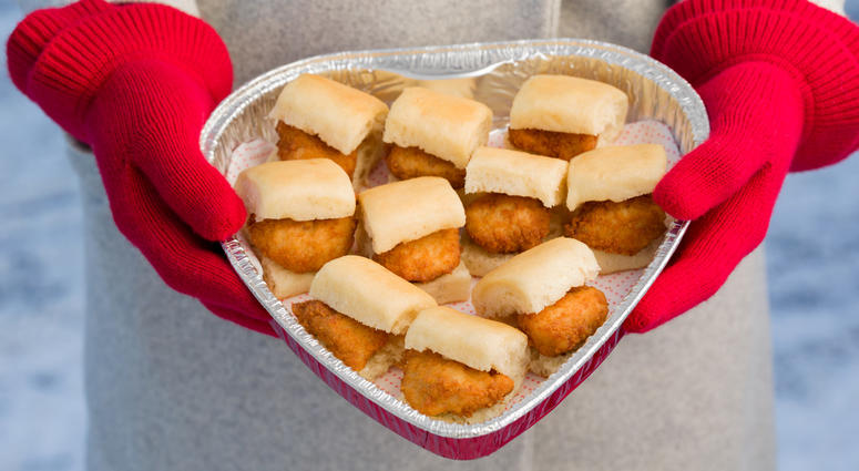 This Valentine's Day, Chick-fil-A is serving up heart-shaped trays of chicken nuggets and Chick-n-Minis. This Valentine's Day, Chick-fil-A is serving up heart-shaped trays of chicken nuggets and Chick-n-Minis.