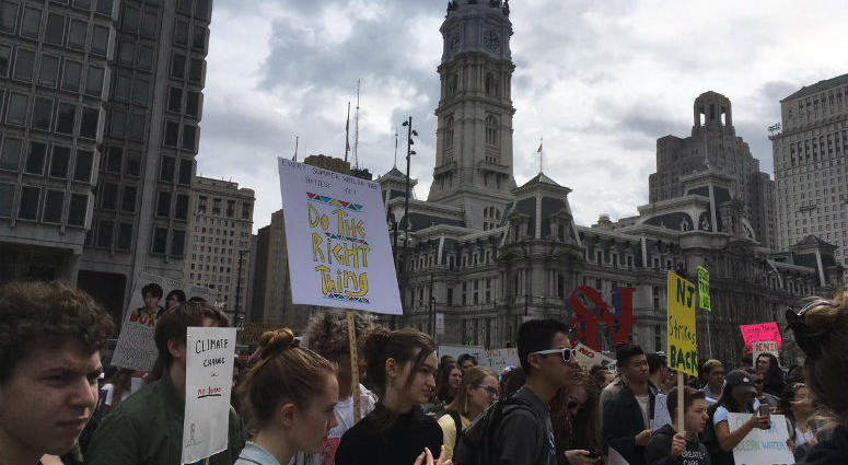 Skipping school, teenagers rally at Love Park for the first-ever “Youth Climate Strike.” A forum is being held Tuesday at Villanova University on student activism. Skipping school, teenagers rally at Love Park for the first-ever “Youth Climate Strike.”