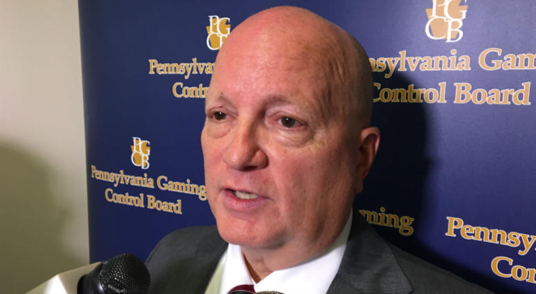 Gaming Control Board spokesman Doug Harbach speaks with reporters at Wednesday board meeting in Harrisburg Gaming Control Board spokesman Doug Harbach