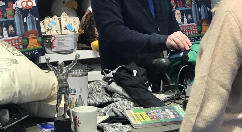 A $300 Rocky statue was among items grabbed during a contest promoting Philly-centric gifts at the Independence Visitor Center. A $300 Rocky statue was among items grabbed during a contest promoting Philly-centric gifts at the Independence Visitor Center.