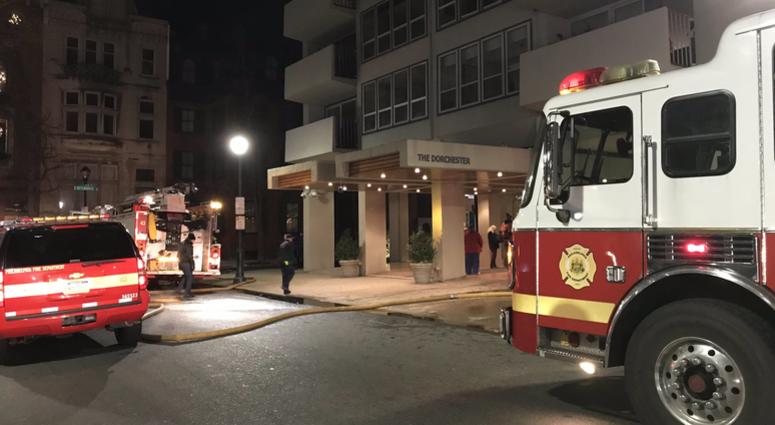 A broke out around 2 a.m. Tuesday at The Dorchester on Rittenhouse Square. Residents were able to go back inside several hours later. A broke out around 2 a.m. Tuesday at The Dorchester on Rittenhouse Square.