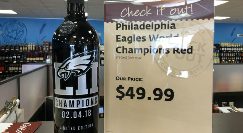 Eagles Super Bowl championship branded wine Eagles victory bottle