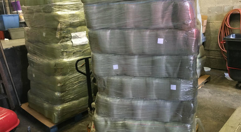 Pallets containing sealed packages of blankets for the homeless are delivered to The Bethesda Project on Monday morning by Philadelphia Flyers Charities. Pallets containing sealed packages of blankets for the homeless are delivered to The Bethesda Project on Monday morning by Philadelphia Flyers Charities.