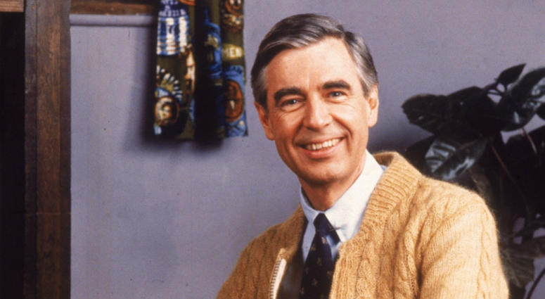 Fred Rogers is shown on the set of "Mr. Rogers' Neighborhood" in 1980. Fred Rogers c. 1980