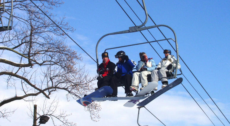 Friend time in the ski lift Friend time in the ski lift