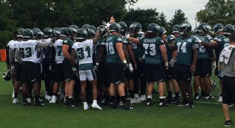 Eagles players at an OTA practice Eagles players at an OTA practice