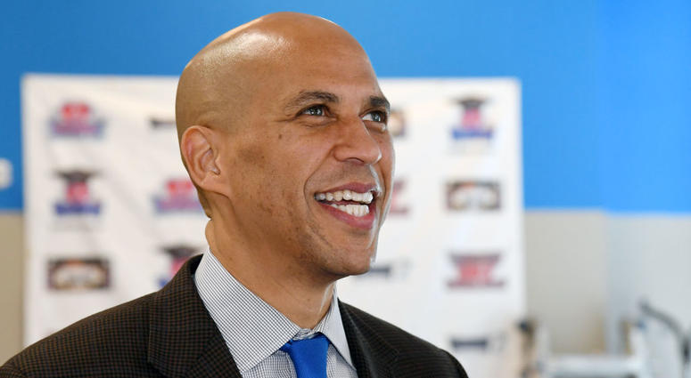 U.S. Sen. Cory Booker (D-NJ) visits Masterpiece Barber College as he campaigns for Nevada Democratic candidates on Oct. 24, 2018 in Las Vegas, Nevada. U.S. Sen. Cory Booker