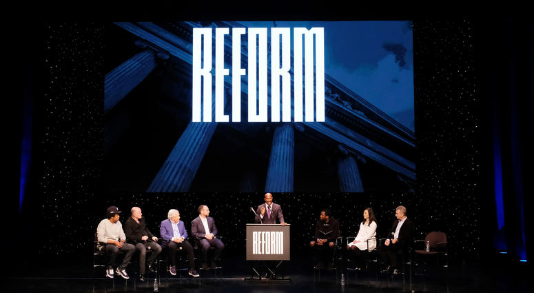 Shawn "Jay-Z" Carter, Michael Novogratz, Robert Kraft, Michael Rubin, Van Jones, Meek Mill, Clara Wu Tsai, Dan Loeb speak onstage during the launch of The Reform Alliance at John Jay College on Jan. 23, 2019 in New York City. Shawn "Jay-Z" Carter, Michael Novogratz, Robert Kraft, Michael Rubin, Van Jones, Meek Mill, Clara Wu Tsai, Dan Loeb speak onstage during the launch of The Reform Alliance at John Jay College on Jan. 23, 2019 in New York City.