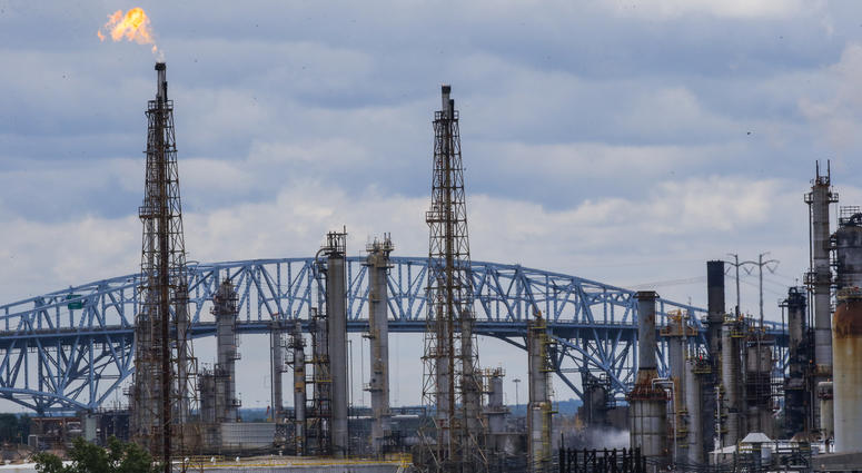 General view after a massive fire erupted at a crude oil refinery that triggered several large explosions at the Philadelphia Energy Solutions Refining Complex on June 21, 2019 in Philadelphia, Pennsylvania. Refinery fire