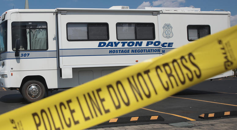 Police continue their investigation after a mass shooting in a popular nightlife district on August 04, 2019 in Dayton, Ohio. Dayton shooting