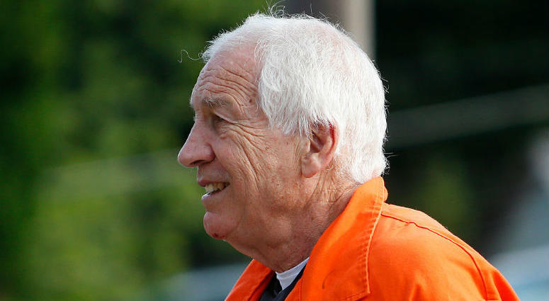 Jerry Sandusky enters the Centre County Courthouse to appeal his child sex abuse conviction on Aug. 12, 2016 in Bellefonte, Pennsylvania. Jerry Sandusky