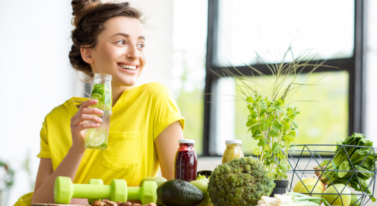 A healthy woman. A woman being healthy.