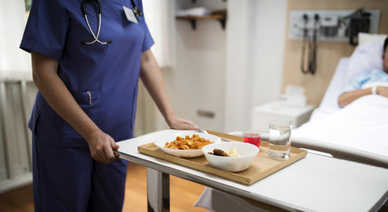 Getting a meal in the hospital. Getting a meal in the hospital.