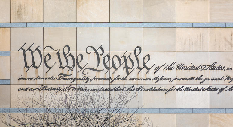 We the People engraved in the facade of the National Constitution Center in Philadelphia, PA We the People engraved in the facade of the National Constitution Center in Philadelphia, PA