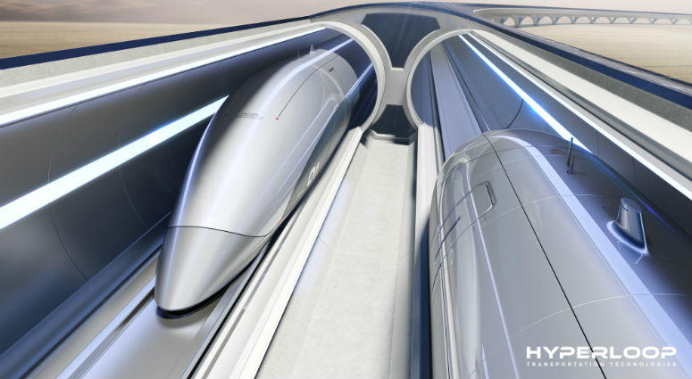 A photo of Hyperloop Transportation Technologies' system front view. The company's co-founder Bibop Gresta says his team has a track in Toulouse, France, that is the length of more than three football fields (350 meters) to certify the technologies. A photo of Hyperloop Transportation Technologies' system front view.
