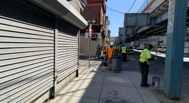 CLIP staff clean up Kensington Ave but Martin’s owner and staff still have to sweep in front of the Deli every 15-20 minutes. Progress report on 'resilience project' highlights difficulty of cleaning up Kensington .
