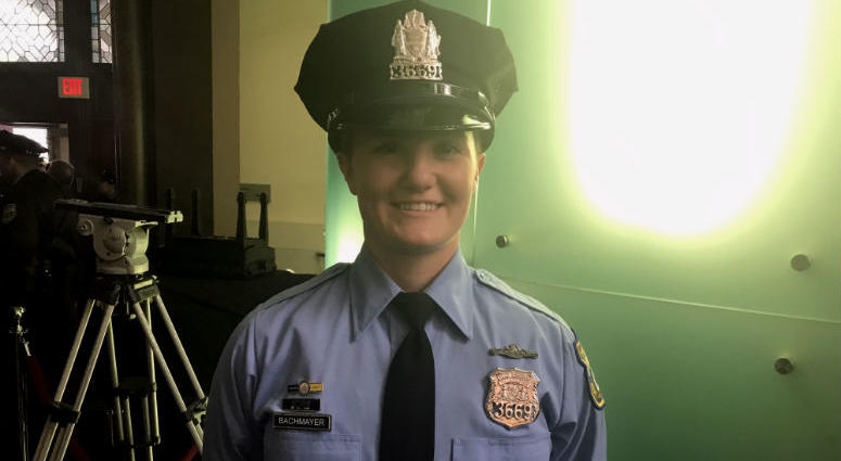 Rose Bachmayer graduated from the Philadelphia Police Academy, now wearing the same badge number as her late grandfather, an officer killed while on duty. Rose Bachmayer