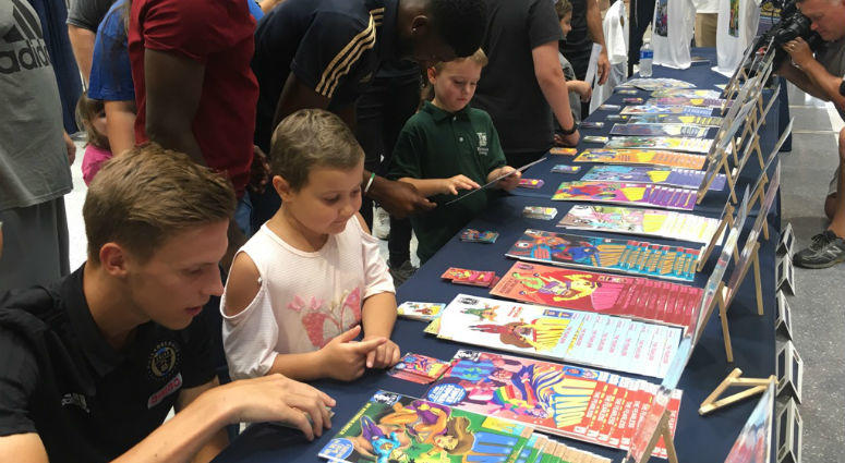 For Childhood Cancer Awareness Month during September, the Philadelphia Union unveiled their awareness campaign for 2018: turn some pediatric cancer patients into superheroes. Local artists were commissioned to help turn the young patients' ideas into rea For Childhood Cancer Awareness Month during September, the Philadelphia Union unveiled their awareness campaign for 2018: turn some pediatric cancer patients into superheroes. Local artists were commissioned to help turn the young patients' ideas into rea