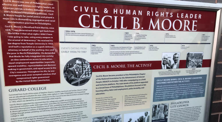 Dozens gathered on the east side of Cecil B. Moore Station Tuesday morning as SEPTA unveiled two historic informational display panels in honor of the one and only Cecil B. Moore on what would have been his 104th birthday. SEPTA, elected officials and community activists gathered at the corner of North Broad and Cecil B. Moore Avenue Tuesday to celebrate the fearless civil rights activist, and there are plans to ensure no one forgets Cecil Moore.