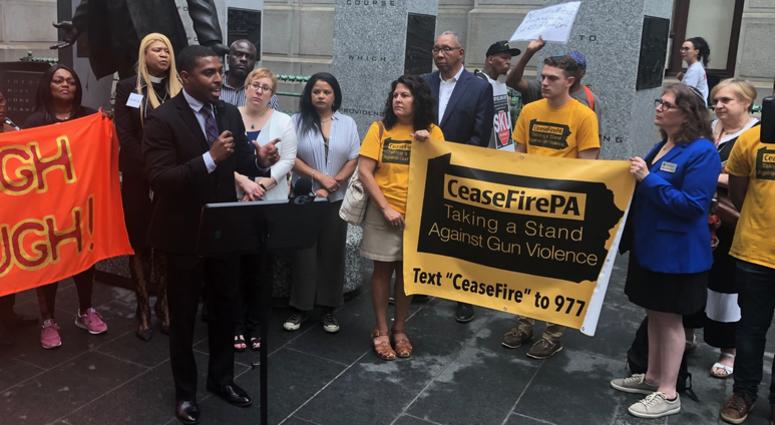 Community groups came together June 20, 2019 to rally against the recent rash of gun violence in the Philadelphia, putting the focus on the victims. Anti-violence protest
