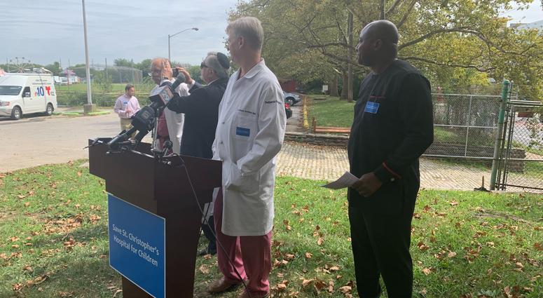 A rally at St. Christopher's Hospital. A rally at St. Christopher's Hospital.