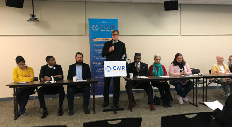 Local interfaith leaders gather to denounce the synagogue mass shooting in Pittsburgh, Pa.