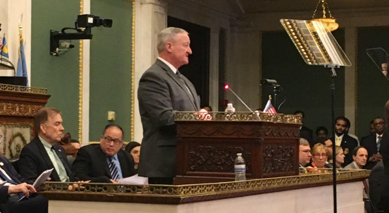 Mayor Jim Kenney is shown presenting his proposed budget to City Council. Mayor Jim Kenney