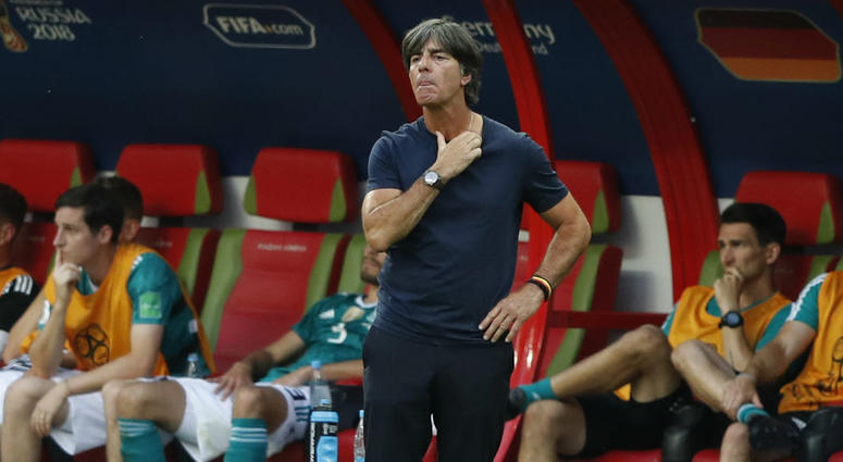 Germany head coach Joachim Loew looks on near the end of the group F match between South Korea and Germany, at the 2018 soccer World Cup in the Kazan Arena in Kazan, Russia, Wednesday, June 27, 2018. South Korea won the match 2-0. Germany head coach Joachim Loew looks on near the end of the group F match between South Korea and Germany, at the 2018 soccer World Cup in the Kazan Arena in Kazan, Russia, Wednesday, June 27, 2018. South Korea won the match 2-0.