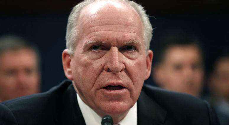 In this May 23, 2017, file photo, former CIA Director John Brennan testifies on Capitol Hill in Washington, before the House Intelligence Committee Russia Investigation Task Force. In this May 23, 2017, file photo, former CIA Director John Brennan testifies on Capitol Hill in Washington, before the House Intelligence Committee Russia Investigation Task Force.