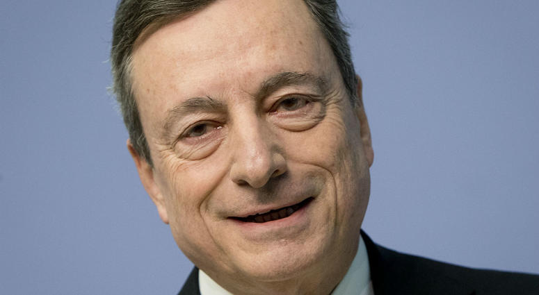 President of European Central Bank Mario Draghi waits for the beginning of a press conference following the Governing Council meeting in Frankfurt, Germany, Wednesday, April 10, 2019. President of European Central Bank Mario Draghi waits for the beginning of a press conference following the Governing Council meeting in Frankfurt, Germany, Wednesday, April 10, 2019.