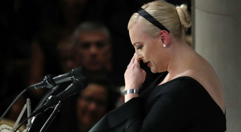 Meghan McCain speaks at a memorial service for her father, Sen. John McCain, R-Ariz., at Washington Nationals Cathedral in Washington, Saturday, Sept. 1, 2018. McCain died Aug. 25, from brain cancer at age 81. Meghan McCain speaks at a memorial service for her father, Sen. John McCain, R-Ariz., at Washington Nationals Cathedral in Washington, Saturday, Sept. 1, 2018. McCain died Aug. 25, from brain cancer at age 81.