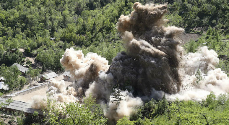 In this Thursday, May 24, 2018 photo, The fourth tunnel of North Korea's nuclear test site is blown up in Punggye-ri, North Korea. In this Thursday, May 24, 2018 photo, The fourth tunnel of North Korea's nuclear test site is blown up in Punggye-ri, North Korea.