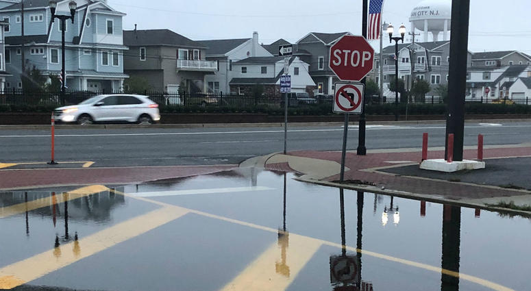Flooded street conditions in Ocean City, N.J. Flooded street conditions in Ocean City, N.J.