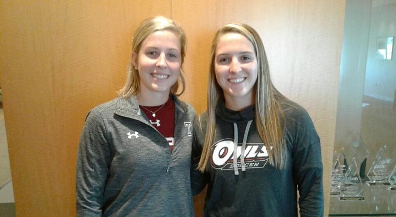 Sisters Kelcie (left) and Julia Dolan are members of the Temple University women's soccer team. Sisters Kelcie and Julia Dolan