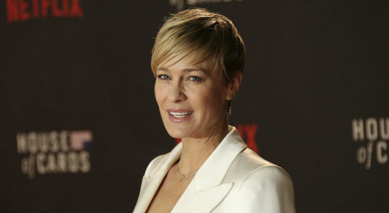 In this Feb. 26, 2015, file photo, Actress Robin Wright poses for photographers upon arrival at the House Of Cards season 3 World Premiere at the Empire Cinema in central London. In this Feb. 26, 2015, file photo, Actress Robin Wright poses for photographers upon arrival at the House Of Cards season 3 World Premiere at the Empire Cinema in central London.