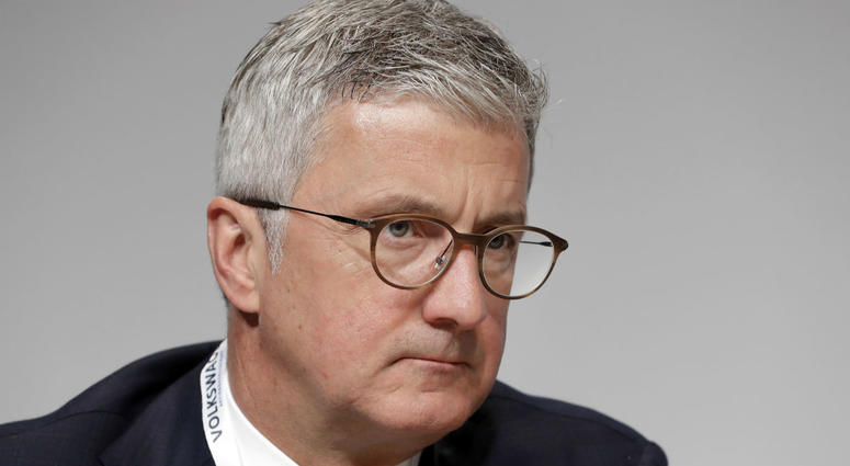 In this Thursday, May 3, 2018 file photo, Rupert Stadler, CEO of Audi AG, attends the shareholders' meeting of the Volkswagen stock company in Berlin, Germany. In this Thursday, May 3, 2018 file photo, Rupert Stadler, CEO of Audi AG, attends the shareholders' meeting of the Volkswagen stock company in Berlin, Germany.