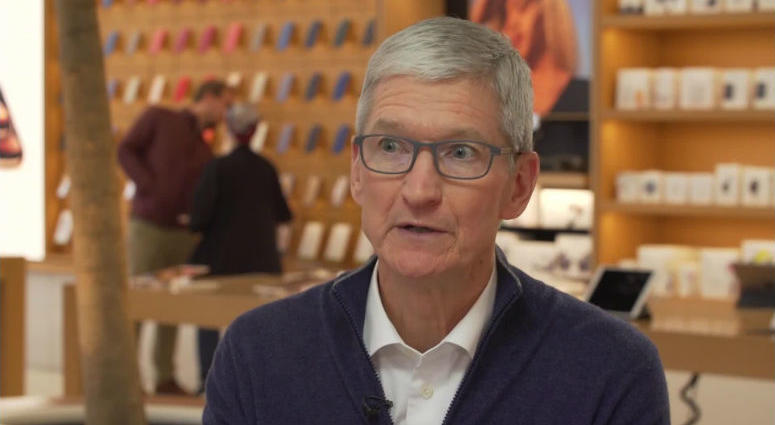Four years ago, Tim Cook became the first CEO of a major company to come out as gay. He says he's happy about that distinction and his decision.