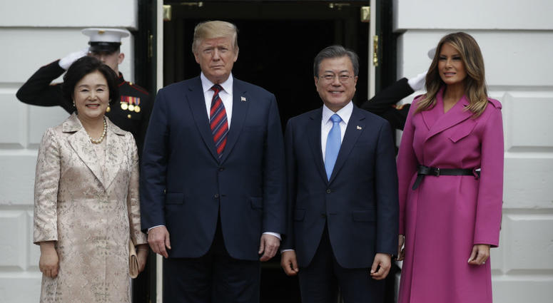 President Donald Trump meets with South Korean President Moon Jae-in in the Oval Office of the White House, Thursday, April 11, 2019, in Washington. President Donald Trump meets with South Korean President Moon Jae-in in the Oval Office of the White House, Thursday, April 11, 2019, in Washington.