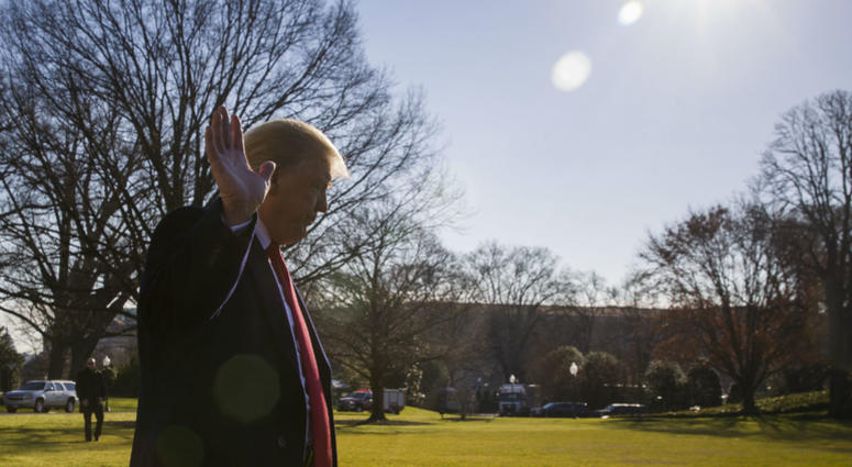 President Donald Trump waves as he departs after speaking on the South Lawn of the White House as he walks to Marine One, Sunday, Jan. 6, 2019, in Washington. Trump is en route to Camp David. President Donald Trump waves as he departs after speaking on the South Lawn of the White House as he walks to Marine One, Sunday, Jan. 6, 2019, in Washington. Trump is en route to Camp David.