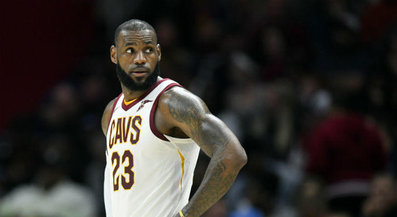 Oct 21, 2017; Cleveland, OH, USA; Cleveland Cavaliers forward LeBron James (23) reacts in the third quarter against the Orlando Magic at Quicken Loans Arena. Oct 21, 2017; Cleveland, OH, USA; Cleveland Cavaliers forward LeBron James (23) reacts in the third quarter against the Orlando Magic at Quicken Loans Arena.