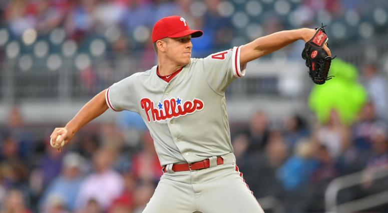 Nick Pivetta (43) pitches against the Atlanta Braves during the first inning at SunTrust Park. Nick Pivetta