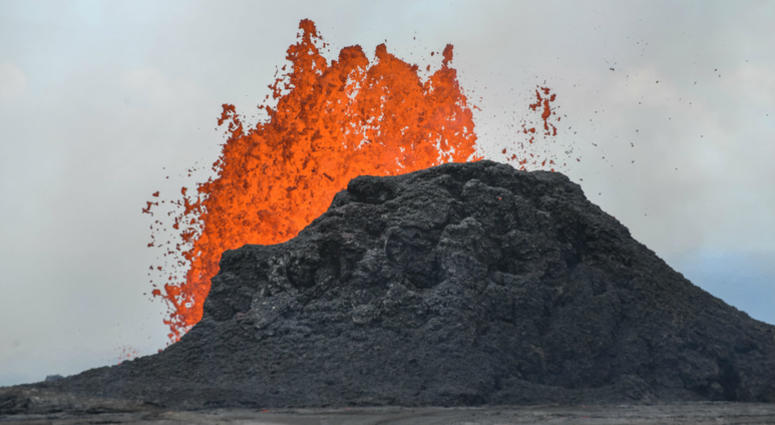 Lava shoots in the air out of a fissure in the ground in the Leilani Estates subdivision. Lava shoots in the air out of a fissure in the ground in the Leilani Estates subdivision.