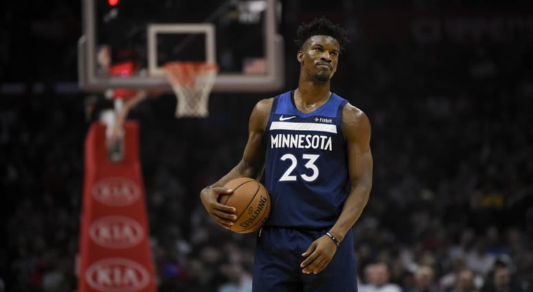Minnesota Timberwolves guard Jimmy Butler (23) reacts after he is called for a foul during the second quarter against the Los Angeles Clippers at Staples Center. Jimmy Butler