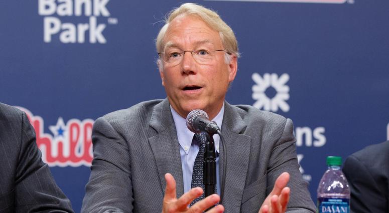 Jun 29, 2015; Andy MacPhail speaks during a press conference at Citizens Bank Park to introduce him as special assistant and future president of the Philadelphia Phillies. Andy MacPhail
