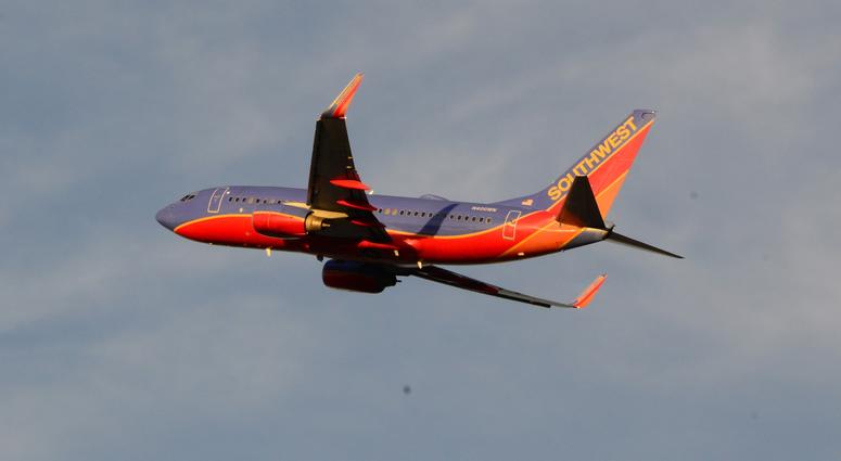 General view of Southwest Airlines Boeing 737-700 airliner plane Southwest Airlines