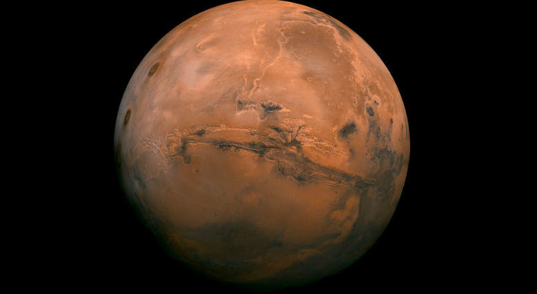 This image made available by NASA shows the planet Mars. This composite photo was created from over 100 images of Mars taken by Viking Orbiters in the 1970s. mars