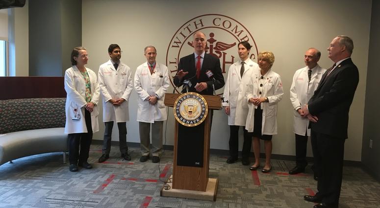 Sen. Bob Casey discussed Wills Eye Hospital's inpatient care. Sen. Bob Casey discussed Wills Eye Hospital's inpatient care.