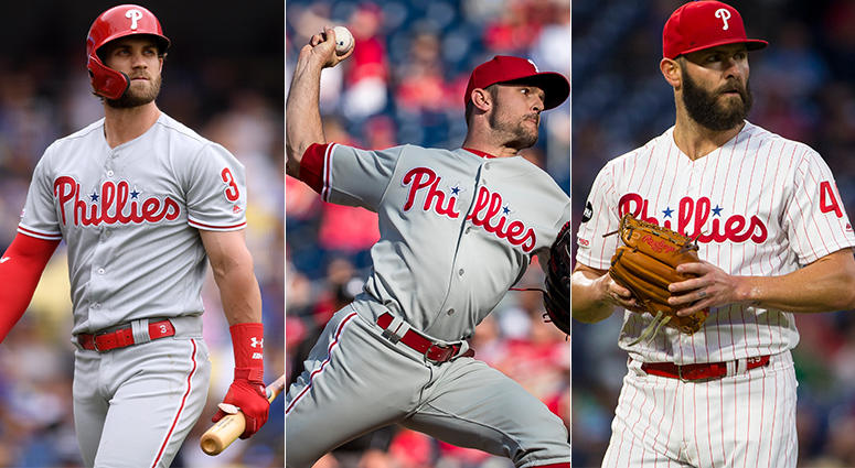 From left: Bryce Harper, David Robertson and Jake Arrieta Bryce Harper, David Robertson and Jake Arrieta