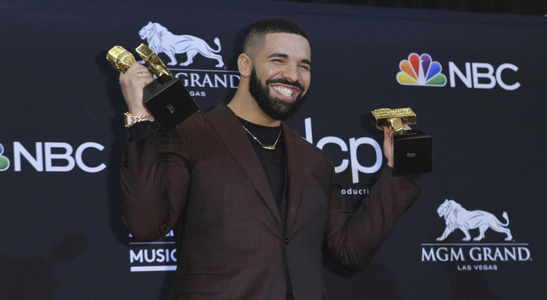 Drake poses in the press room with his awards at the Billboard Music Awards on Wednesday, May 1, 2019, at the MGM Grand Garden Arena in Las Vegas. Drake poses in the press room with his awards at the Billboard Music Awards on Wednesday, May 1, 2019, at the MGM Grand Garden Arena in Las Vegas.